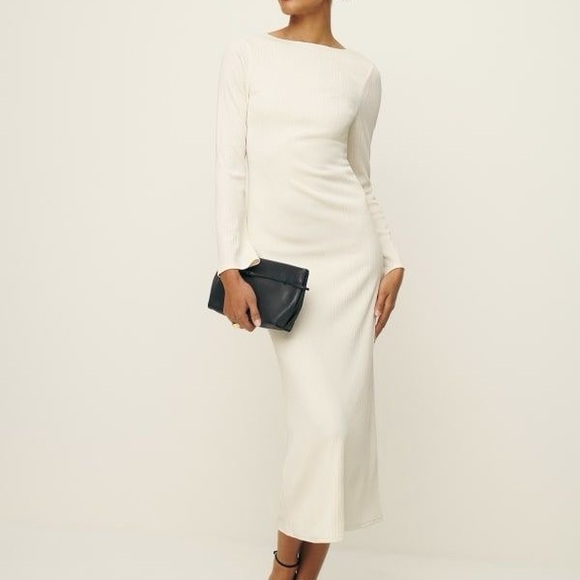 Reformation Cream Long Sleeve Dress - Picture 6 of 8